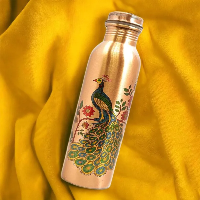 Ashya Mayoora Copper Water Bottle - 1000 mL media 3