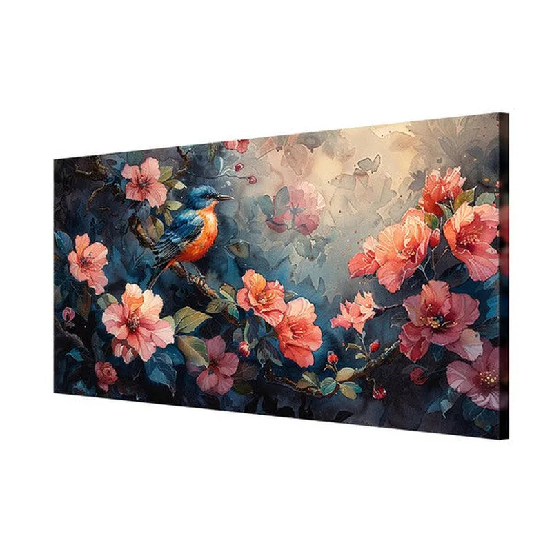 Spirited Floral And Bird Wall Painting media 5