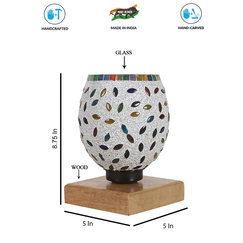 Twinkle Mosaic Glass Table Lamp With Wooden Base - Multicolor media 9