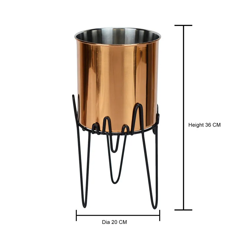 Retsa Stainless Steel Planter - Copper & Black media 4