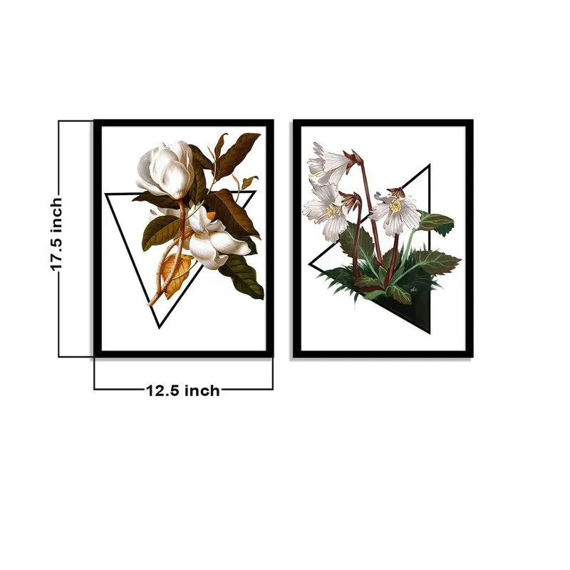 GeoFlora Paper Wall Painting With MDF Frame (Black) - Set Of Two media 9