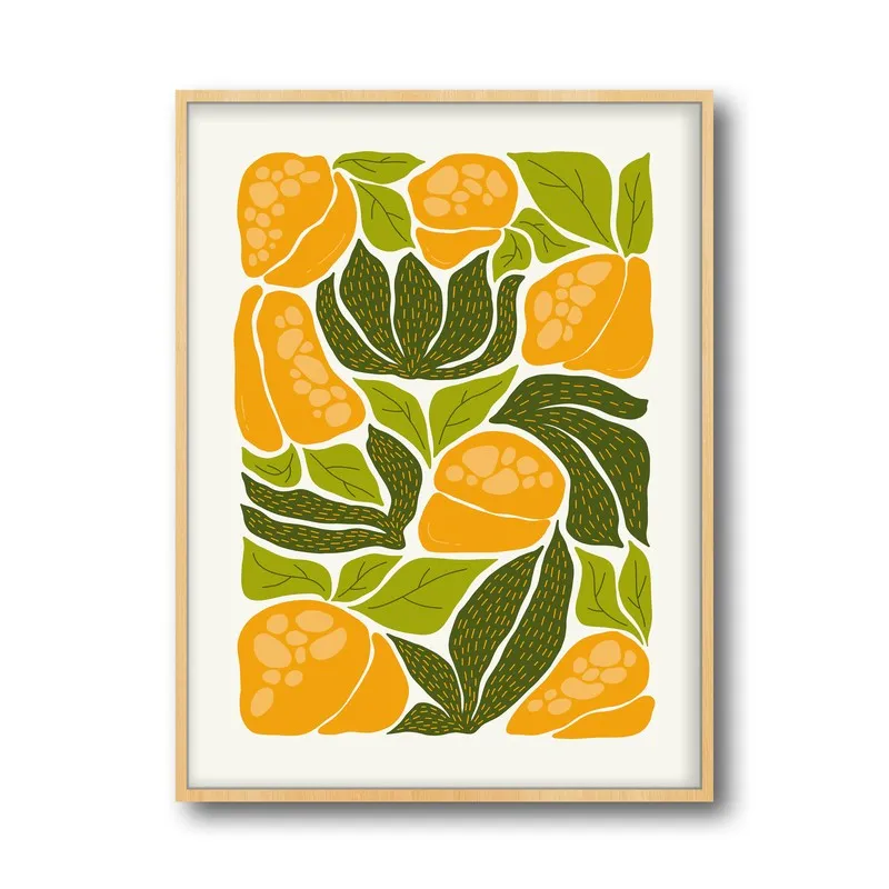 Sunlit Botanic Blooms Archival Canvas Wall Art - Natural Brown Frame media 5