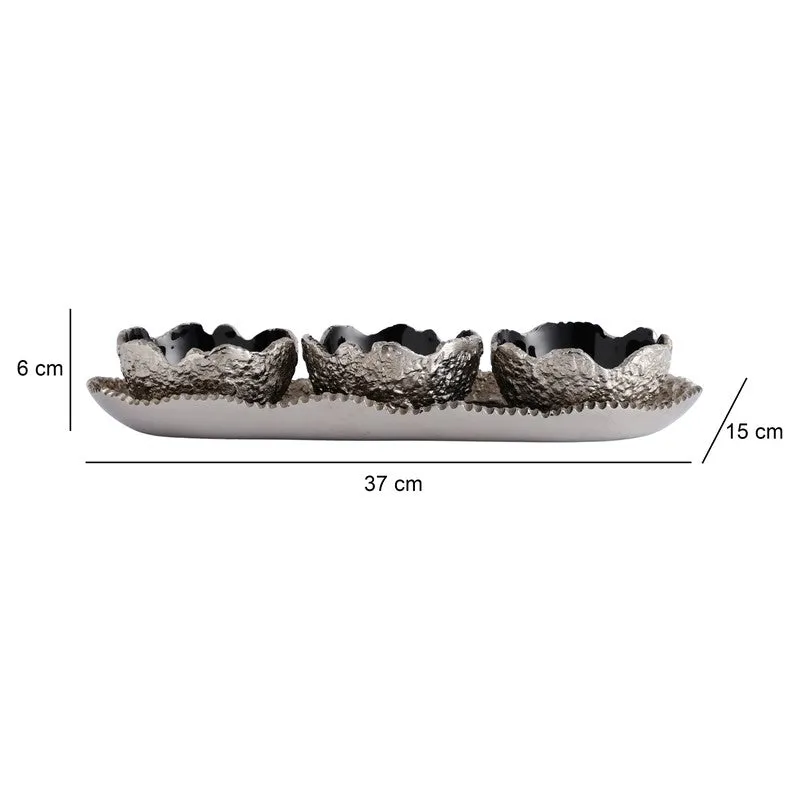 Elegant Trio (Silver) Snack Bowl with Tray - Four Piece Set media 9