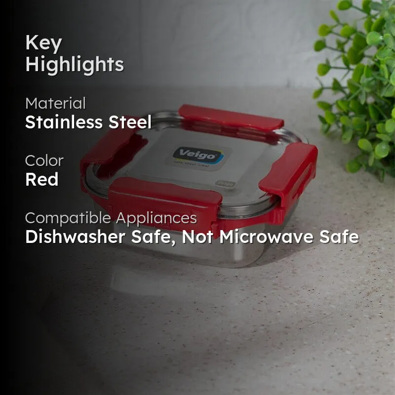 Hotserve Stainless Steel Lunch Box (Red) - 400 mL media 2