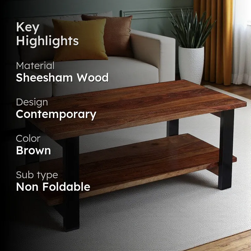 Xirox Sheesham Wooden Center Table - Brown,Black media 2