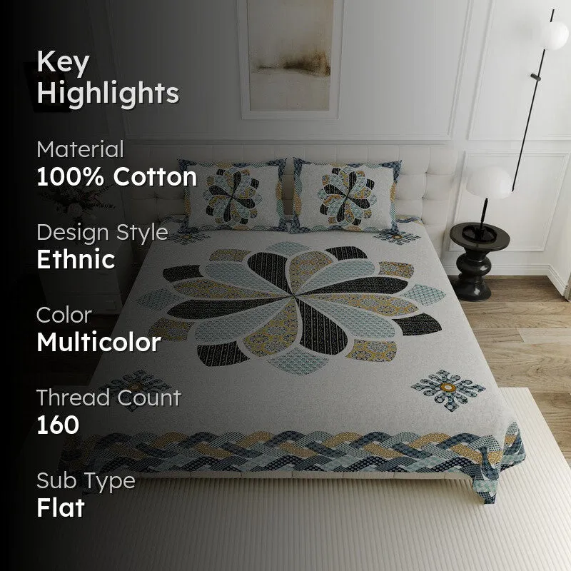 RangRiwaaz Cotton Bedsheet (Green) - 160 TC media 2