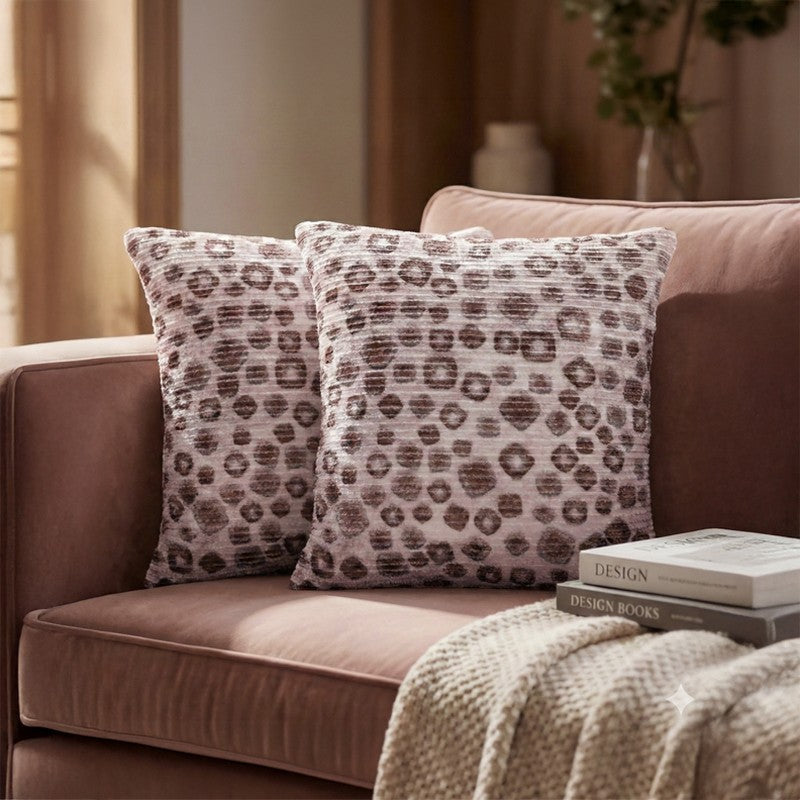 PixelMosaic Cushion Cover (Brown) - Set Of Two