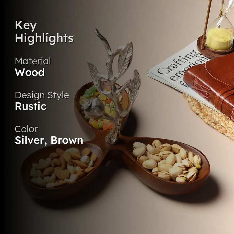 Rustica Wood Serving Tray - Silver,Brown media 2