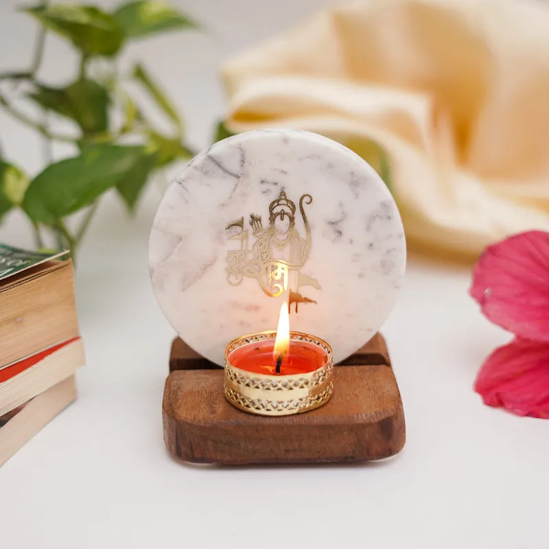 Jai Shree Ram Marble Religious Accent With Tealight Candle Holder media 3