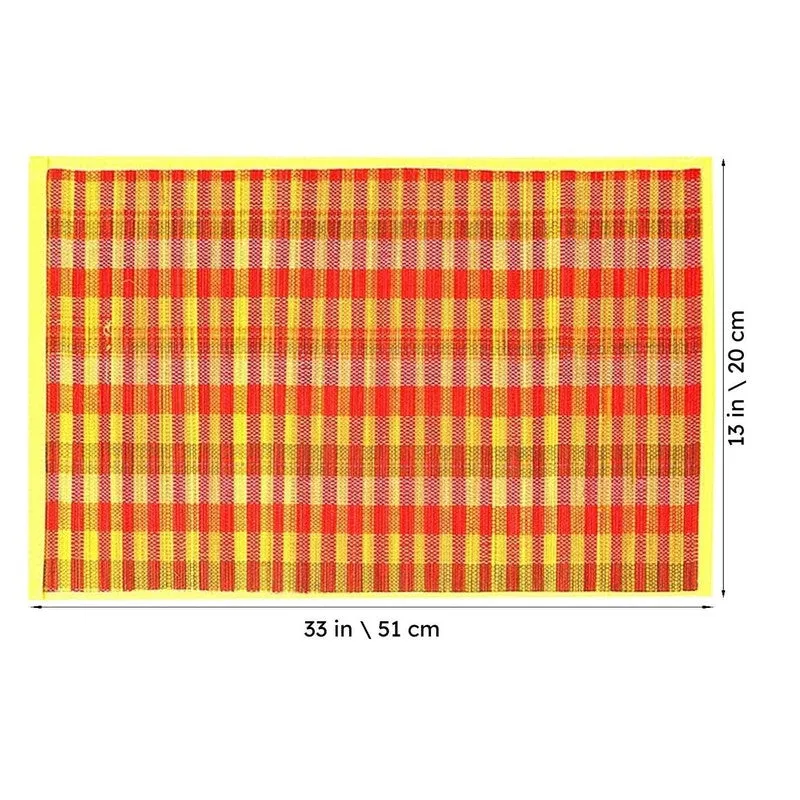 Chequered Zen Bamboo Table Mat (Yellow) - Set Of Six media 5