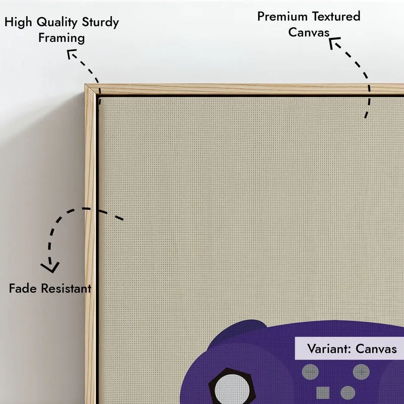Retro Joystick Framed Canvas Archival Canvas Wall Painting - Natural Brown Frame media 5