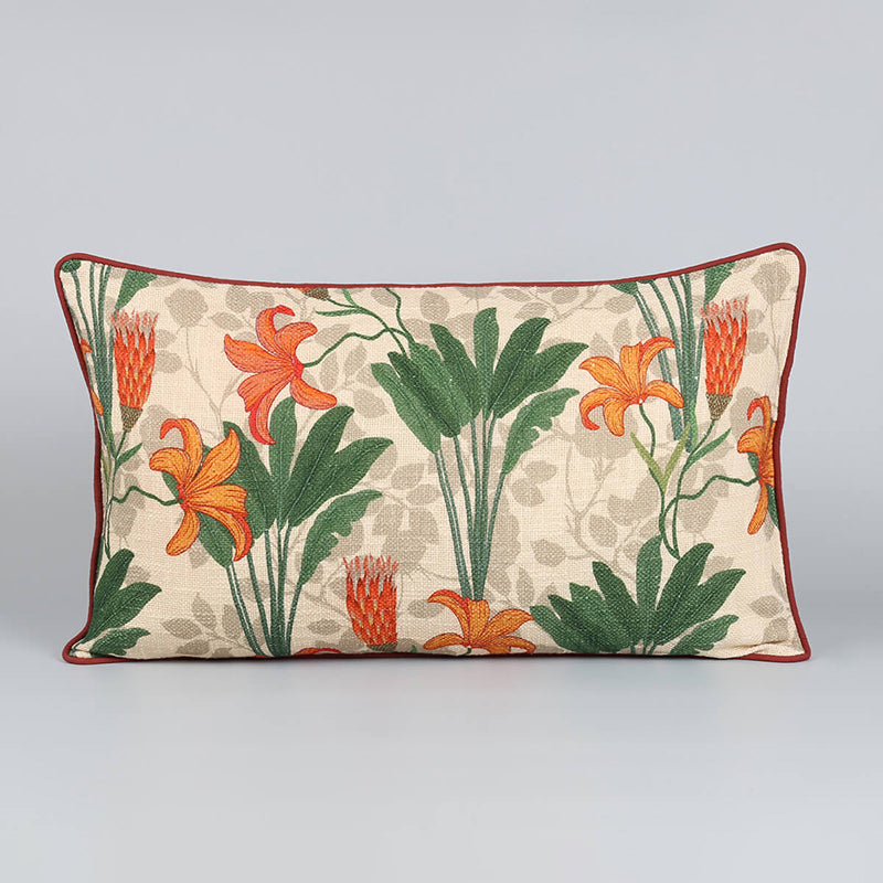 India Maple Whispers Printed Cotton Cushion Cover (Rectangle) - Set Of Two media 4