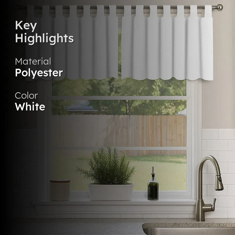 Tab Tale Flat Curtain Valance (White) - Set Of Two media 2