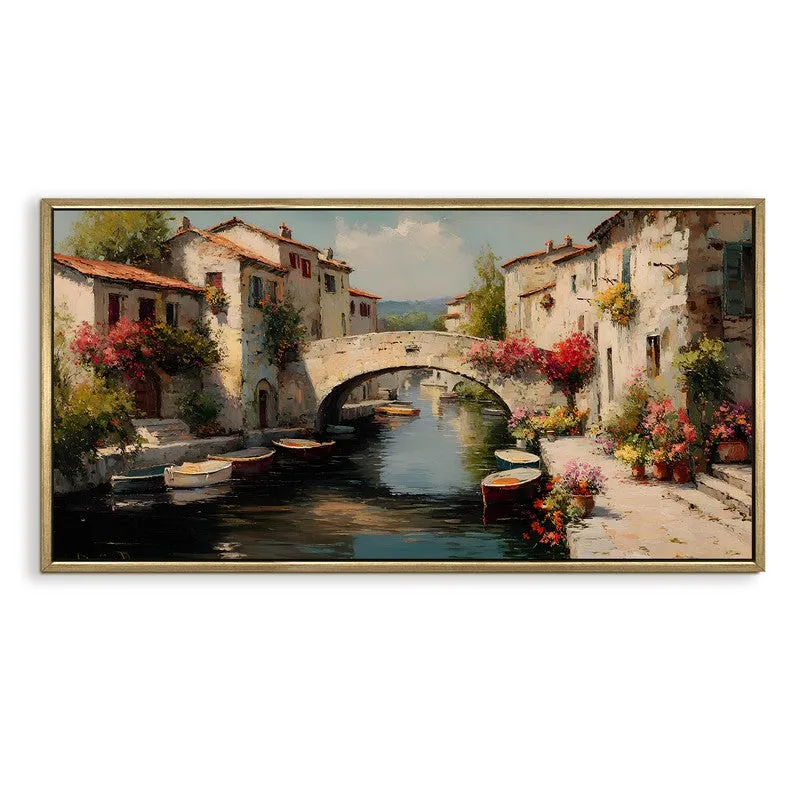 Bloomlit Canal Canvas Wall Painting With Frame media 3