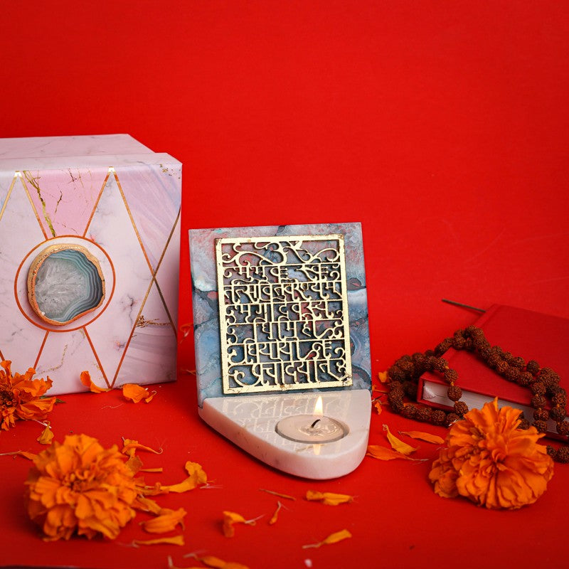 Gaytri Mantra Agate TeaLight Holder