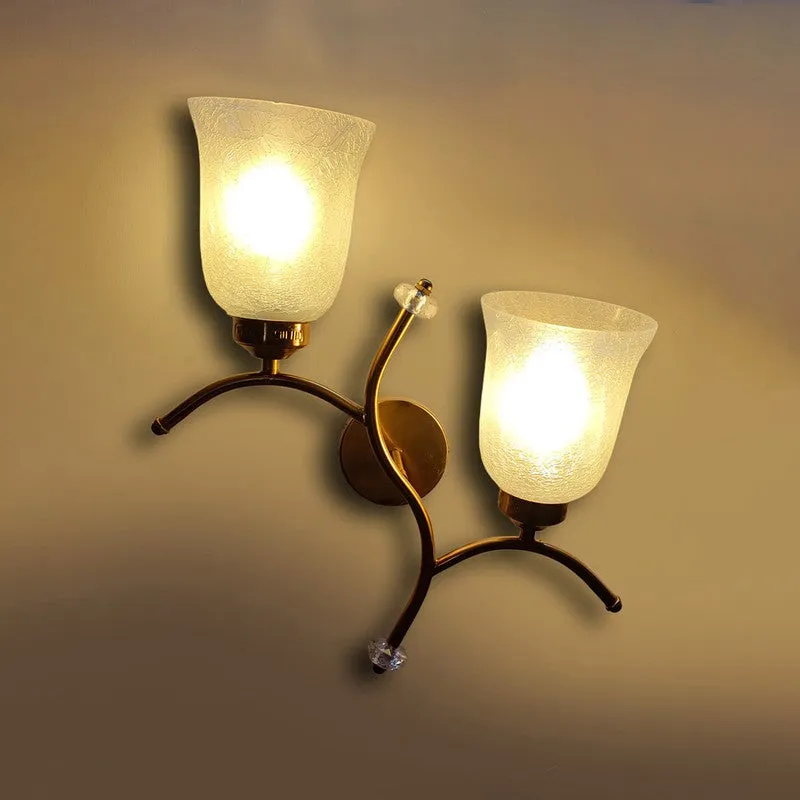 Aurelia Glow Twin Glass Wall Lamp - White & Gold media 6