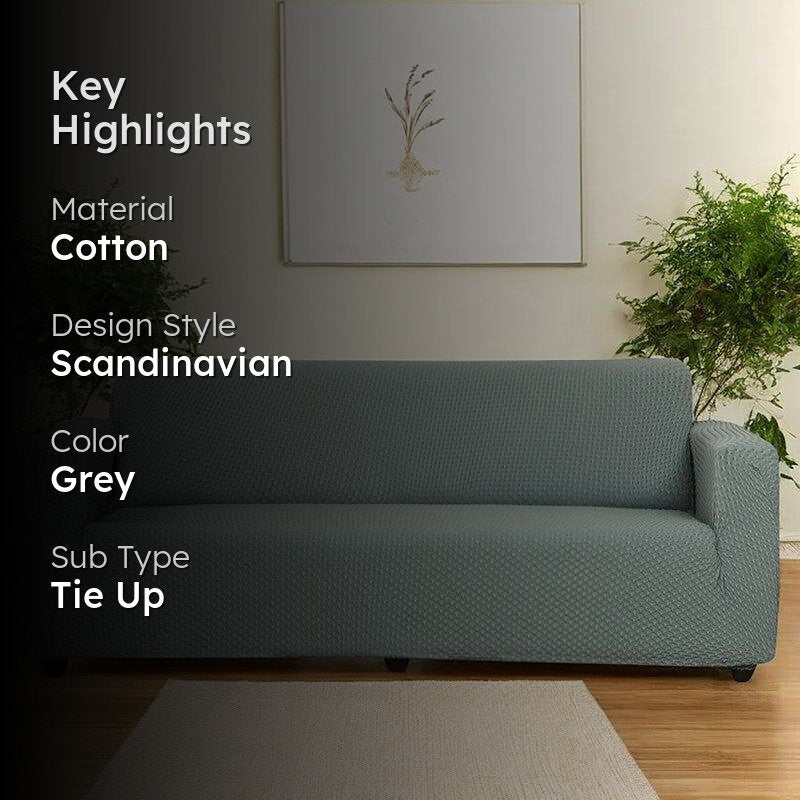 Pearl Cloud Solid Sofa Cover - Grey media 2