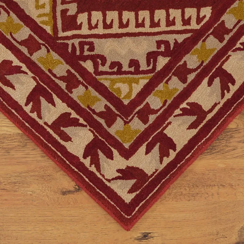 Loreth Hand Tufted Ethnic Wool & Nylon Carpet - Maroon media 7