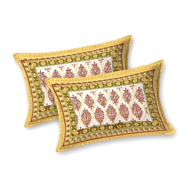 Gardenet Cotton Bedsheet (Maroon,Yellow) - 240 TC media 4