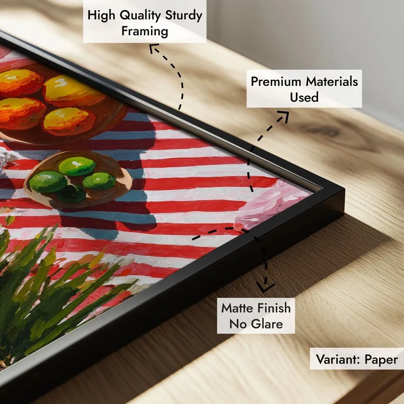 Sunny Table Canvas Wall Painting - Black Frame media 6
