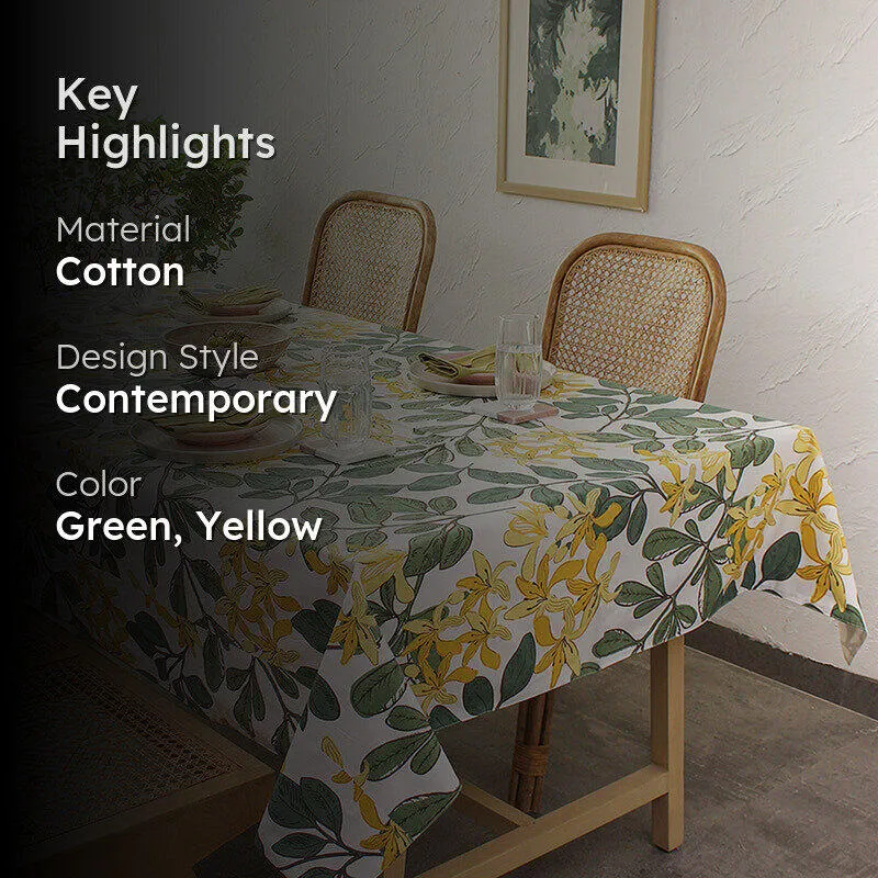 Golden Flora Cotton Table Cover media 2
