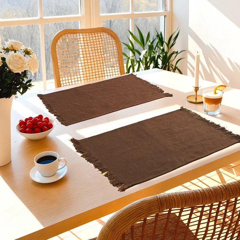 Elegant Brown Cotton Table Runner - Set Of Two media 3