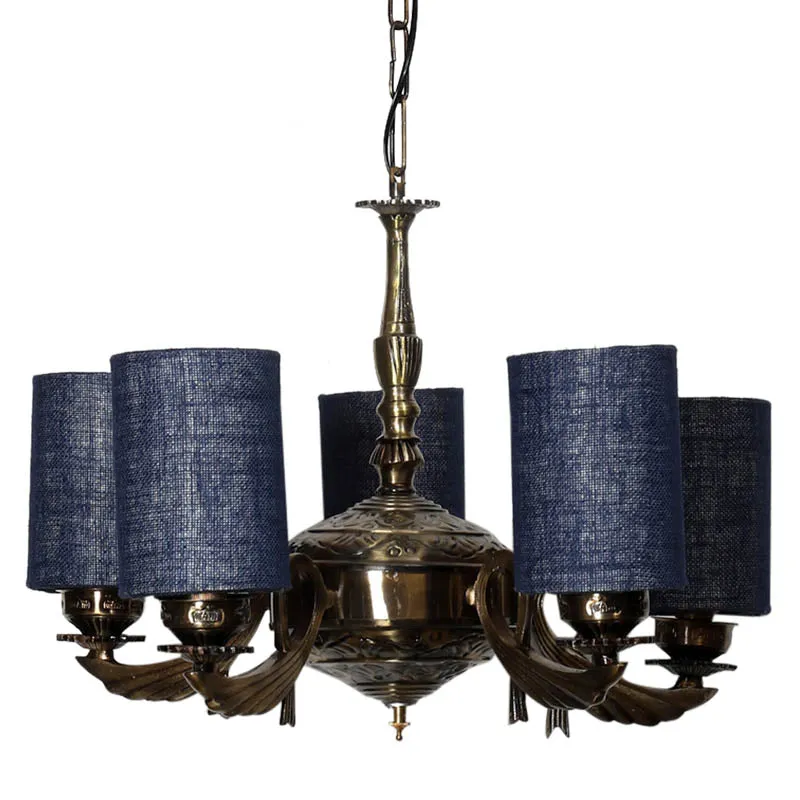 Oceanic Cylindrical Golden Antique Ceiling Lamp media 4