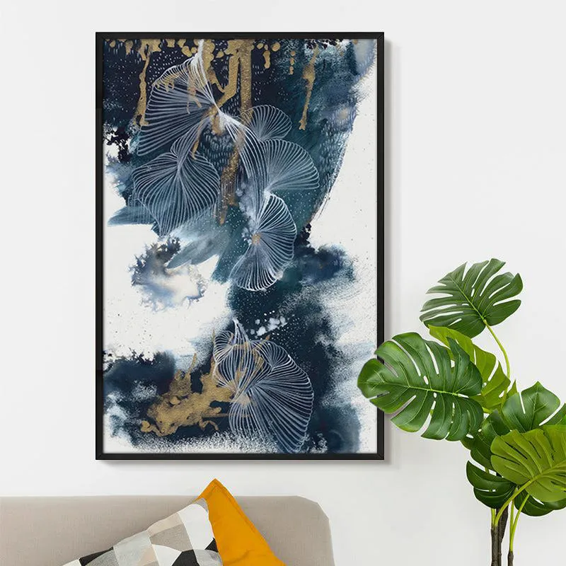 Arctic Drips Abstract Wall Painting With Frame media 5