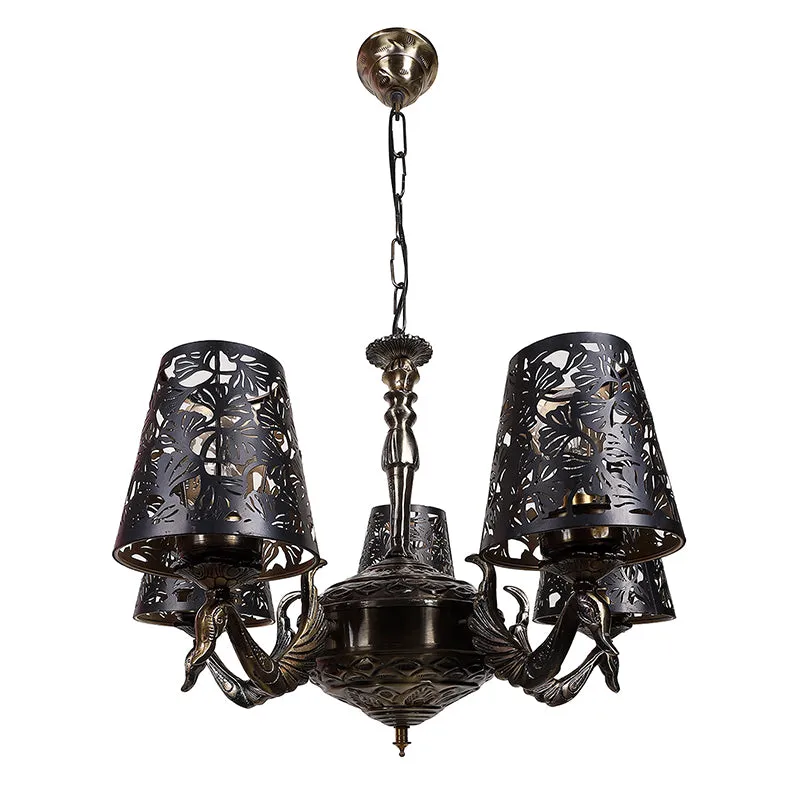 Bloomy Etched Mayoor Golden Antique Ceiling Lamp media 4