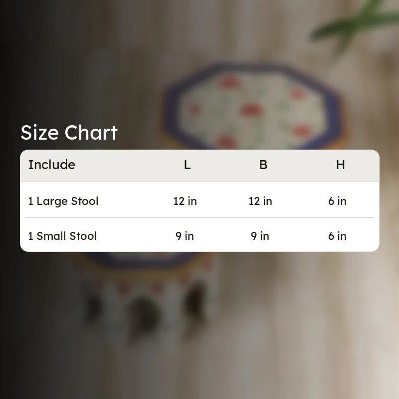 Two stools shown together in a size comparison view