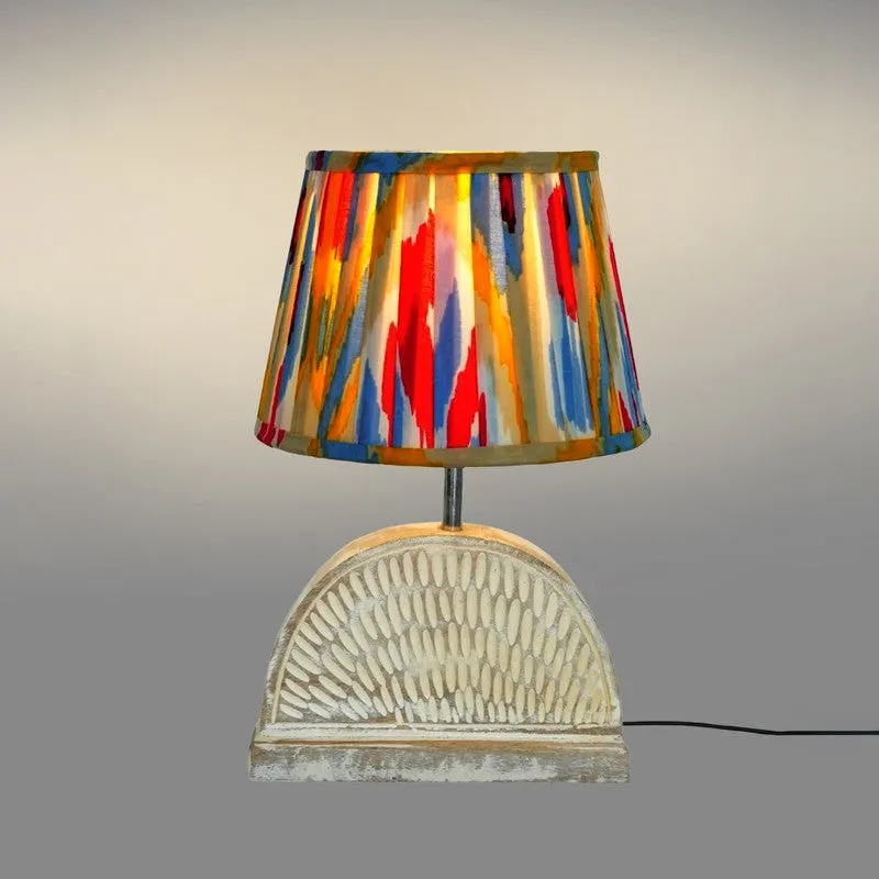 Brushmere Wooden Base Cotton Table Lamp - Multicolor media 4