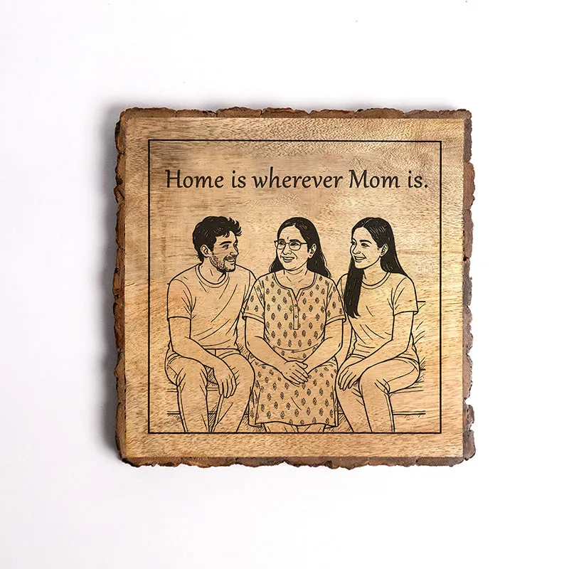Home Is Mom Wood Showpiece - Square media 5