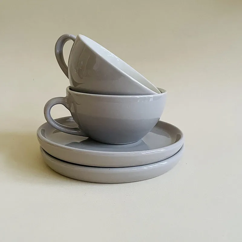 Elegant Grey Cup & Saucer (240 mL) - Four Piece Set media 6