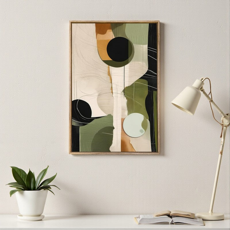 Desert Olive Canvas Abstract Wall Art With Frame image 3