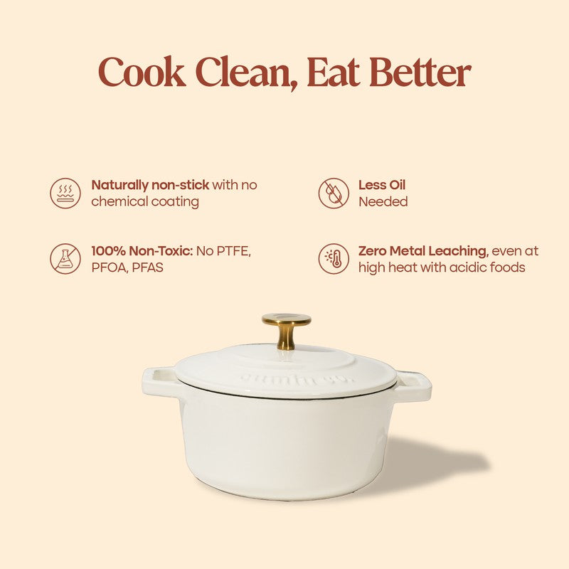 Cumin Co Enamel Cast Iron Cooking Pot (1200 mL) - White media 6