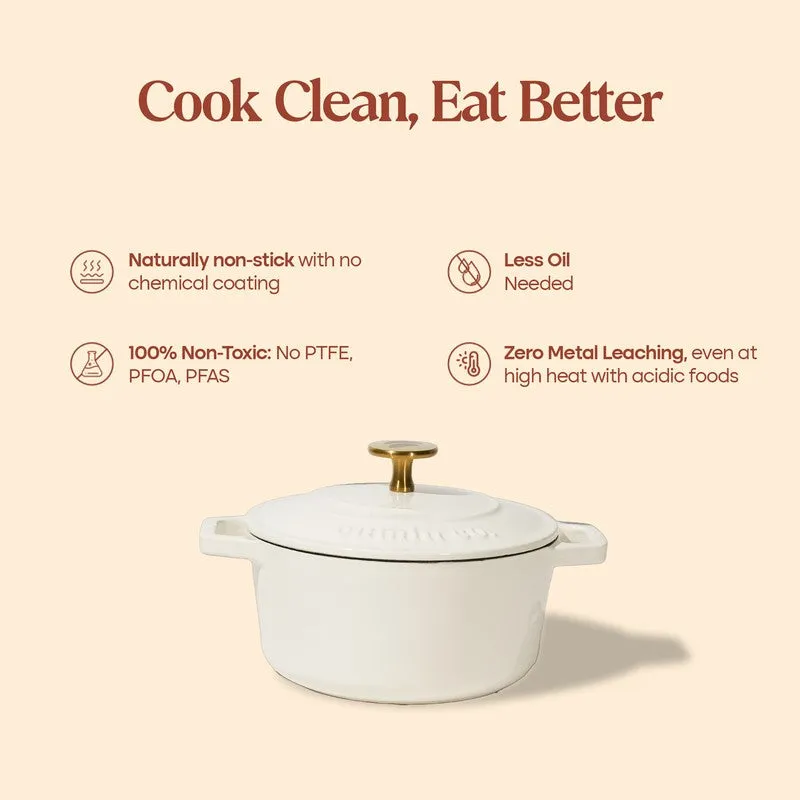 Cumin Co Enamel Cast Iron Cooking Pot (1200 mL) - White media 6