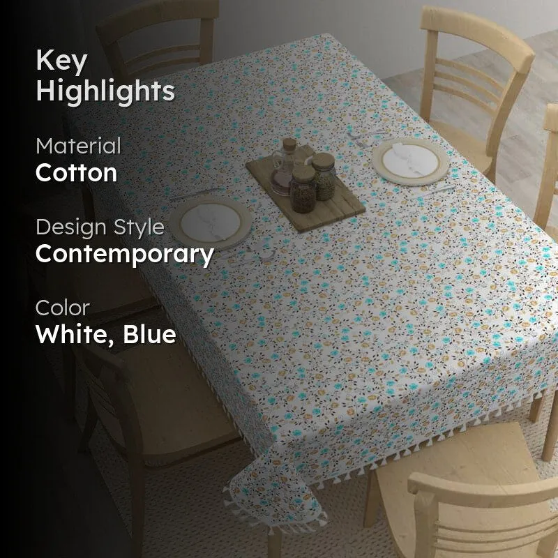 Adva Floral Table Cloth - Blue & Yellow media 2
