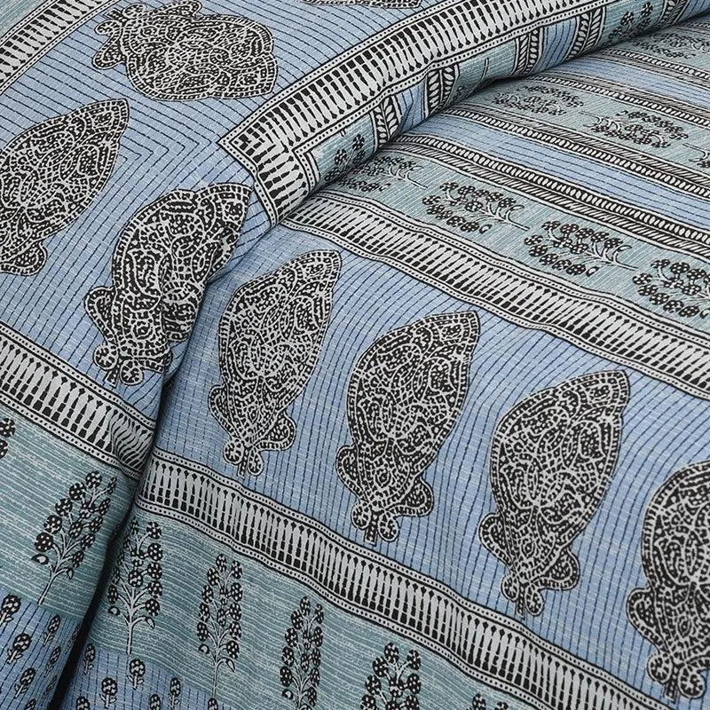 Kineesh Printed Cotton Bedsheet (Blue) -160 TC media 3
