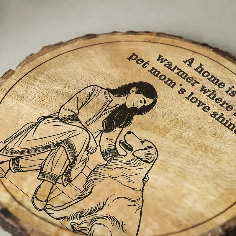 Pet Mom's Love Wooden Showpiece - Round media 4
