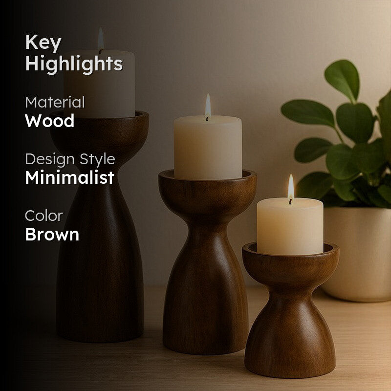 Aria Wooden Candle Stand - Set Of Three media 2