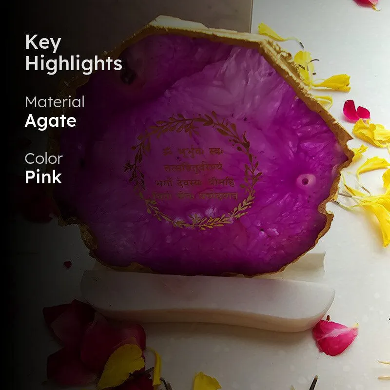 Sacred Gayatri Mantra Tealight Candle Holder - Pink media 2