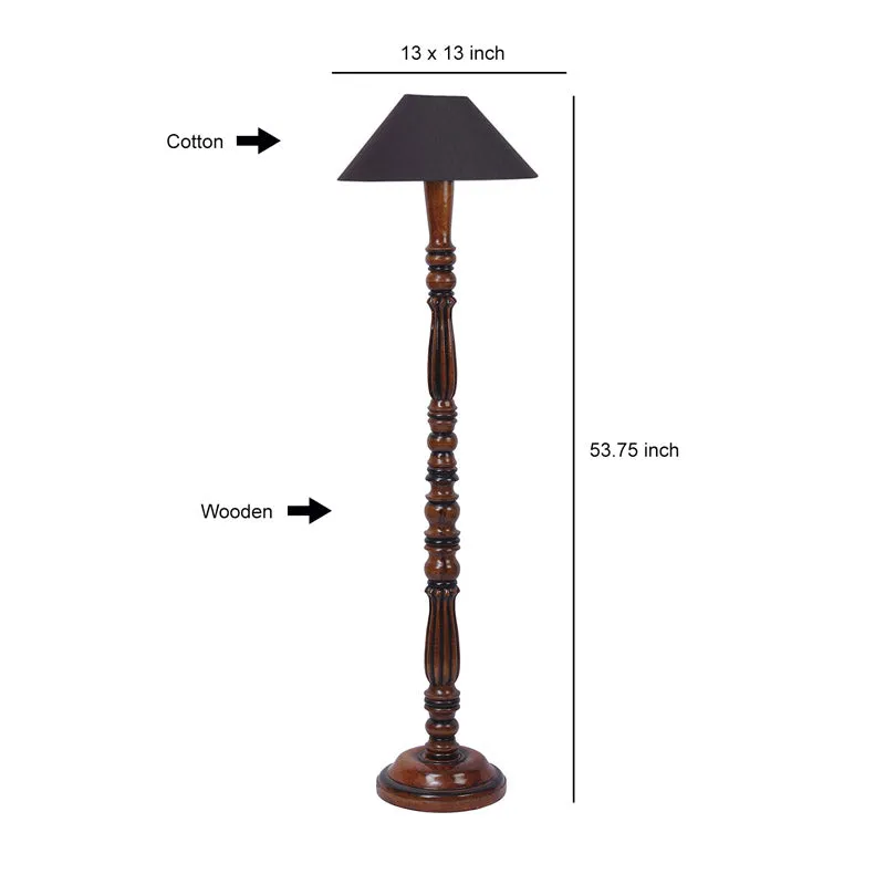 Krida Vintage Wooden Floor Lamp - Black media 6