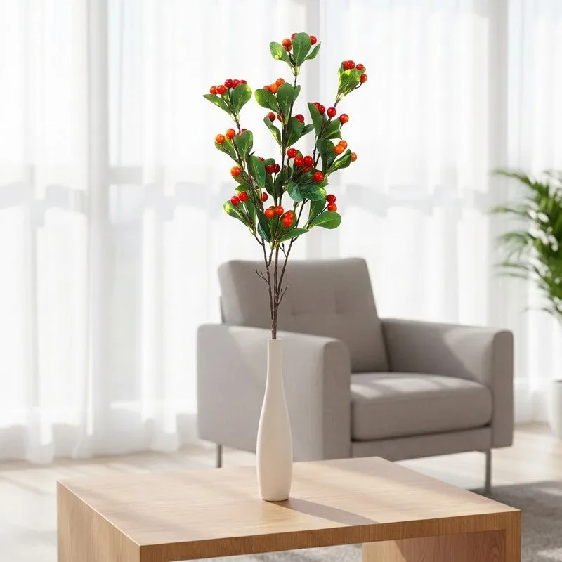 Berry Cherry Artificial Decorative Stem - Red media 1