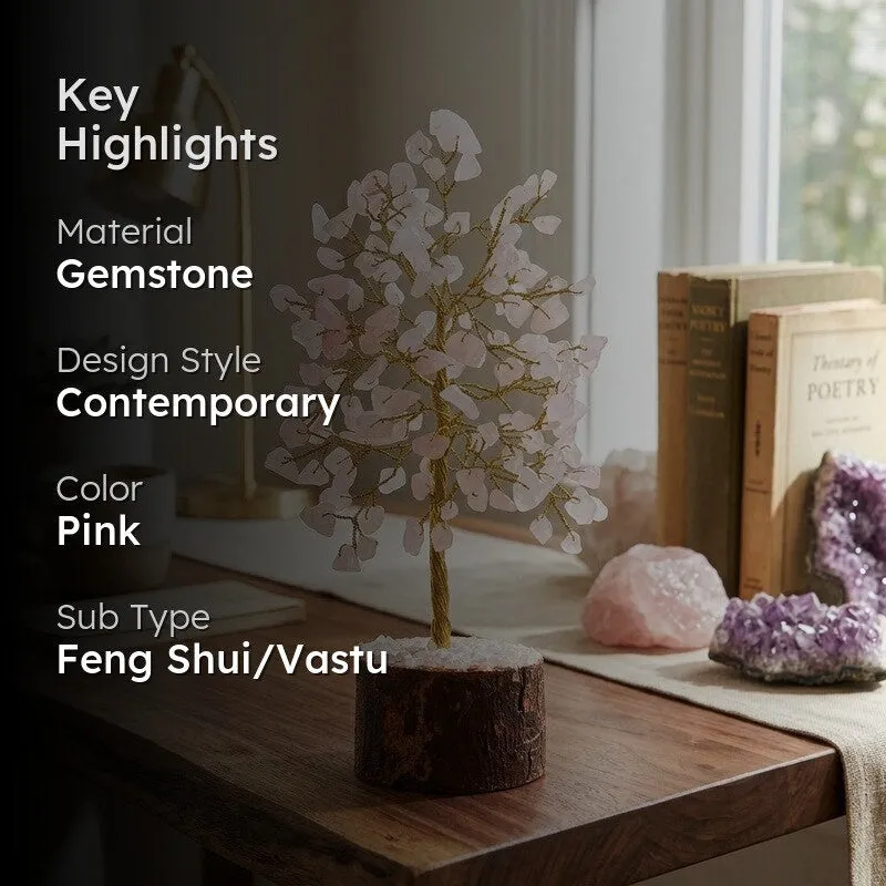 Love Rose Quartz Gemstone Tree Decorative Showpiece media 2