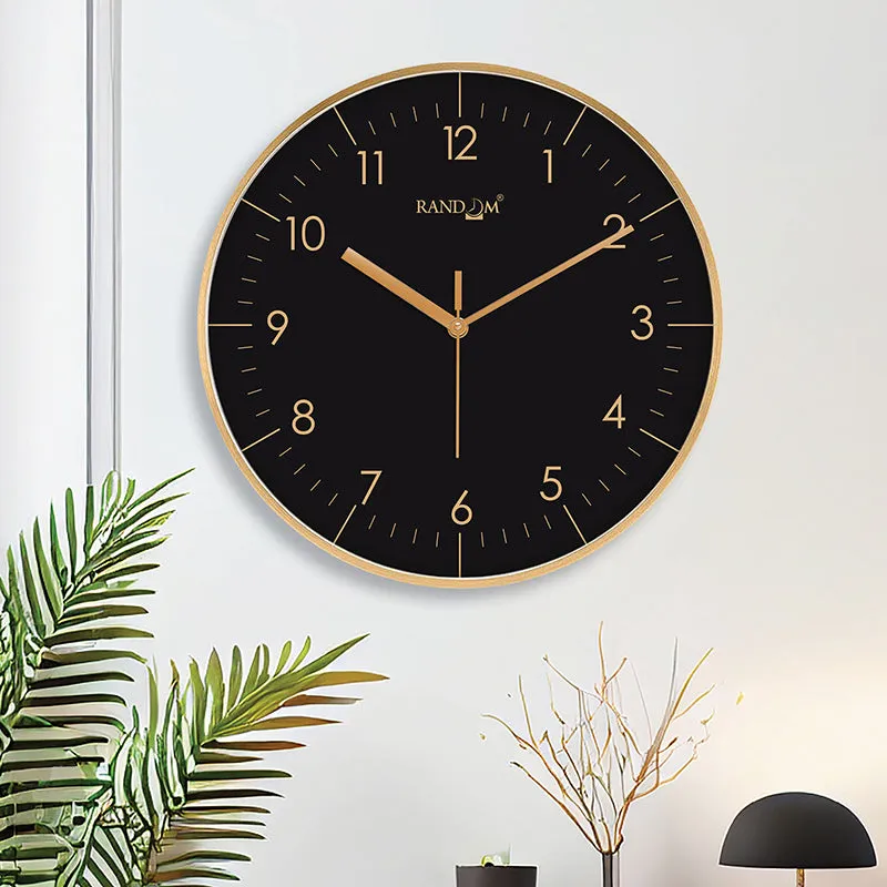 Benot Gold Analog Wall Clock - Black & Gold media 1