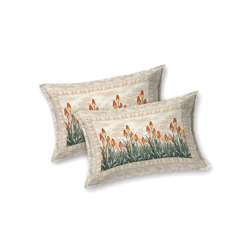 Doodle Dreams Floral Cotton Bedsheet (Peach) - 140 TC media 5