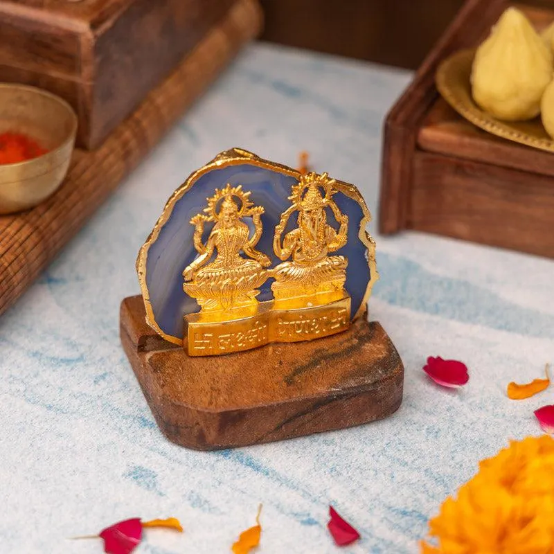 Divine Laxmi Ganesha Agate Festive Gift Box - Blue media 1
