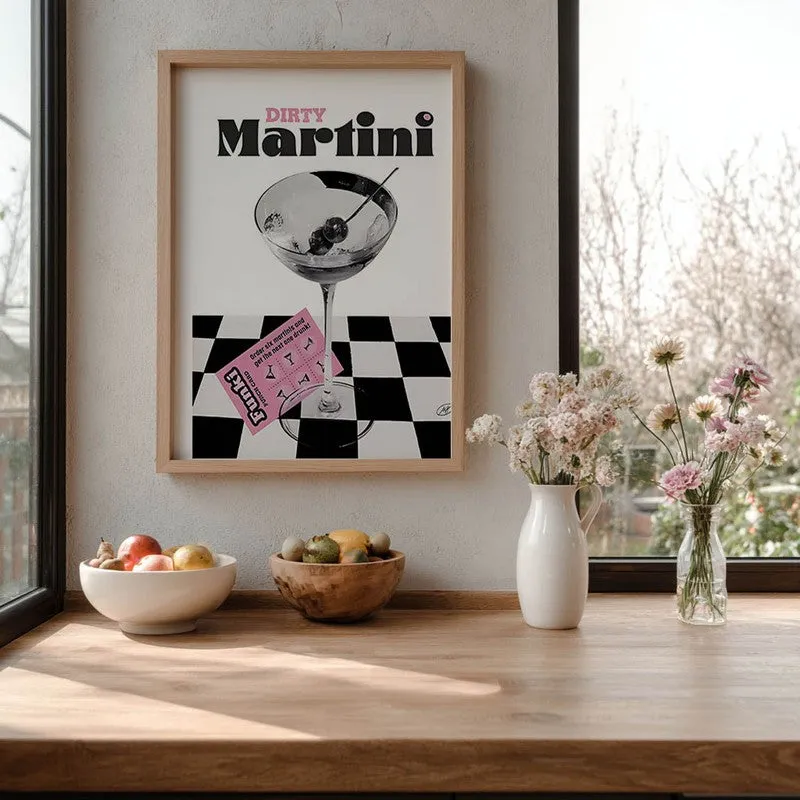 Checks Martini Archival Canvas Wall Art - Brown media 6