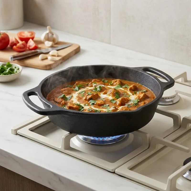Pure Cast Pre-Seasoned Cast Iron Kadhai Skillet (2000 mL) - 24 cm media 1