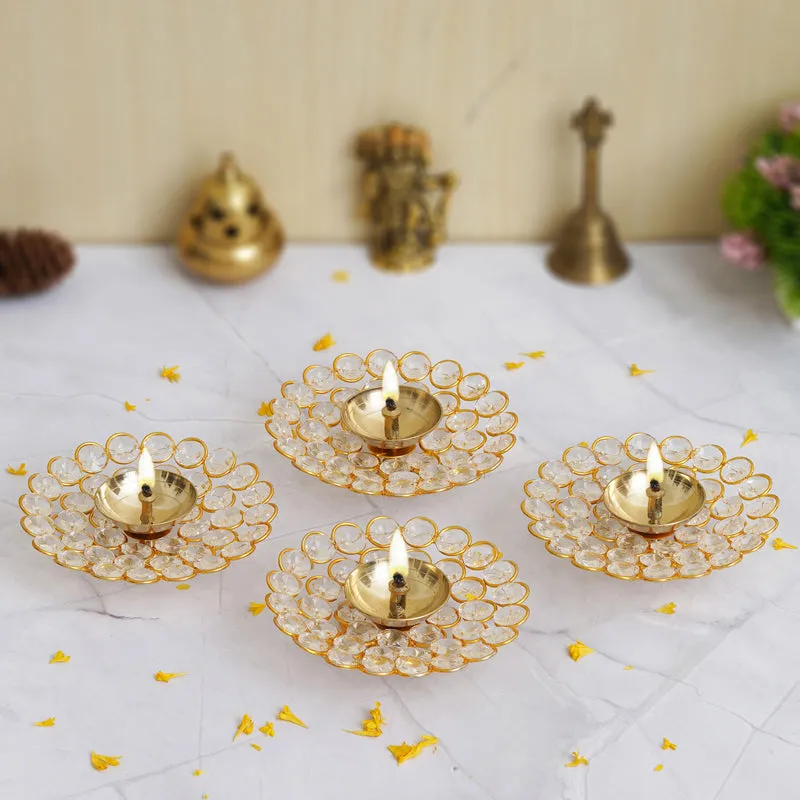Vintara Festive Brass Diya - Set Of Four media 3